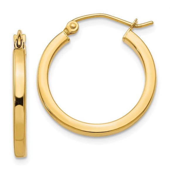 Million Charms 14k Yellow Gold 2mm Square Tube Hoop...